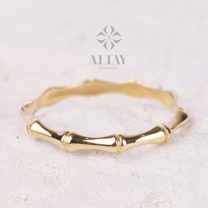 14K Gold Bamboo Ring, Dainty Gold Bamboo Stacking Ring, Bamboo Band, Tiny Gold Bone Ring, Trendy Gold Ring, Unisex Band Ring, Gift For Her