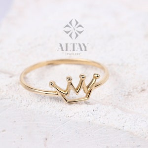 14K Gold Crown Ring, Dainty Gold Princess Crown Ring, Gold Princess Ring, Gold Tiara Ring, Gold Queen Ring, Birthday Gift for Her