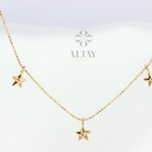 Collar de estrella de oro de 14 quilates, collar con dije, estrella de oro, collar de cadena de oro, oro delicado, colgante de estrella, gargantilla de oro en capas celestial