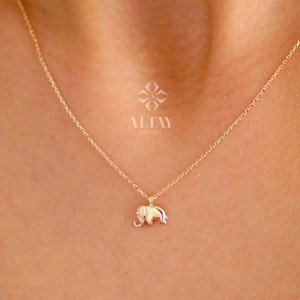 14K Solid Gold Elephant Necklace, Good Luck Charm Necklace, Dainty Gold Pendant, Animal Necklace, Minimalist, Gift for Her, Everyday Jewelry