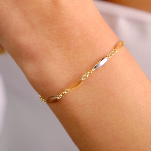 14K Gold Figaro Chain Bracelet, 2mm Oval Figaro Chain Bracelet, Dainty Layering Gold Bracelet, Men Women Figaro Chain Bracelet, Thin Chain