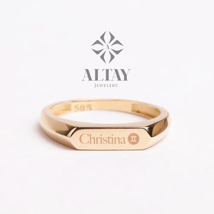 14K Gold Name Ring, Personalized Name Ring, Stacking Name Ring, Initial Gold Ring, Custom Name Ring, Letter Ring, Bridesmaid Gift For Her