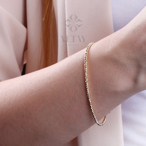 14K gouden kralenkettingarmband, Italiaanse balkralenarmband, Dorica 2 mm gelaagde schakelarmband, delicate sierlijke gouden kralen, cadeau voor haar hem