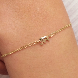 14K Gold Elephant Bracelet, Good Luck Charm Bracelet, Dainty Gold Chain, Animal Bracelet, Everyday Jewelry, Minimalist, Gift for Her