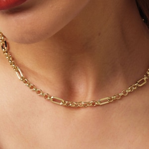 14K Gold Paperclip Rolo Chain Necklace, Rectangle Long Chain, Chunky Round Chain Link Necklace, Layered Necklace, Dainty Chain, Gift For Her