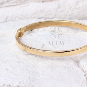 14K Gold Hinged Gold Bracelet, Custom Gold Bangle, 4mm 5mm 7mm Wide Bracelet, Personalized Gold Bangle, Stacking Gold Cuff, Engraved Bangle