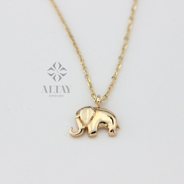 14K Gold Elephant Necklace, Tiny Elephant Pendant, Good Luck Charm, Layering Gold Necklace, Baby Elephant Necklace,  New Mom Gift