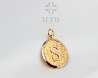 14K Solid Gold Initial Pendant