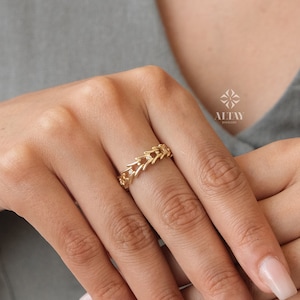 14K Gold Krone Bandring, Tiara Goldring, Prinzessin Krone Hochzeitsband, Zierliche Stapelring, Minimalistische Kronenring, Ringe für Frauen