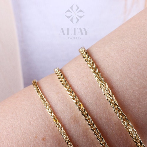 14K Gold Palm Franco Chain Bracelet 