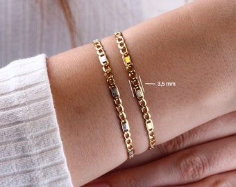 14K Gold Figaro Mariner Chain Bracelet, 3.5mm Layering Chain, Light Tone Unisex Chain, Figaro Anklet, Delicate Modern, Gift For Her Him