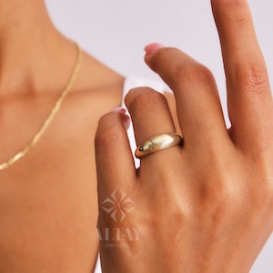 14K Gold Dome Ring, Ribbed Dome Band, Chunky Ring, Stackable Gold Ring, Crescent Dome Statement Ring, Gold Thick Band Ring, Gift For Her