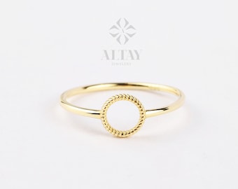 14K Gold Round Ring, Tiny Open Circle Ring, Minimalist Pointer Ring, Unity Gold Ring, Simple O Gold Ring, Personalized Pinky Gold Ring