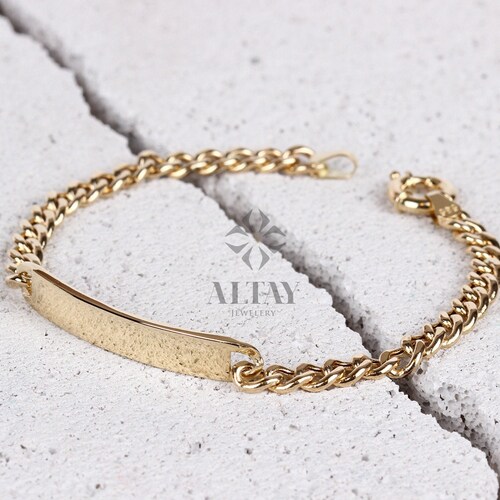 14K Gold ID Bracelet Cuban Link 