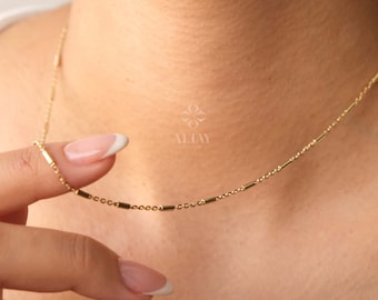 14K Gold Tube Chain Necklace, Tube Chain Necklace, Cylinder Long Tube Chain, Christening Choker , Chunky Chain Rolo, Light Tone Necklace