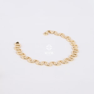 14K Gold Zigzag Bangle Bracelet, Thick Stackable Bracelet, Wide Wave Bangle Bracelet, Twisted Wire Stacking Bracelet, Bridal Gift