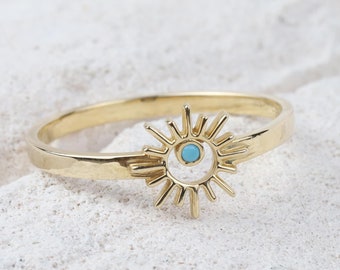 14K Gold Sunshine Ring, Full Sunburst Ring, Rising Sun Ring, Gold Crown Ring, Dainty Gold Ring, Celestial Jewelry, Stackable Ring, Gift Her