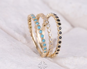 14K Gold Eternity Ring, 2mm Wedding Band, Stacking Rings, Minimalist Ring, Gold Promise Ring, Dainty Eternity Ring, Wedding Band