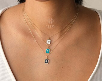 14K Gold North Star Necklace, Polaris Colorful Medallion Pendant, Celestial Charm Choker, Gold Luck Necklace, Astrology Starburst Necklace