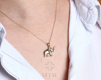 Gold Elephant Necklace, 14K Gold Choker, Large Good Luck Charm, Dainty Minimalist Jewelry, Layering Necklace, Everyday Jewelry, Gift for Her