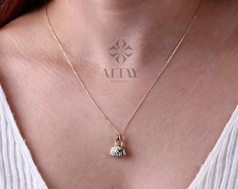 14K Gold Lock Necklace, Little Gold Lock Charm Necklace, Padlock Charm, Holiday Gift, Lock Necklace, Dainty Lovers Necklace, Gift for Her