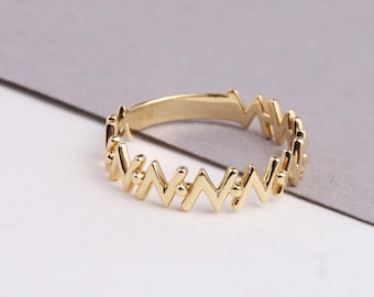 14K Gold Zigzag Ring, Tiny Gold Ring, Statement Ring, Sticks Ring, Unique Design, Minimalist Gold Ring, Dainty Ring, Gift For Her