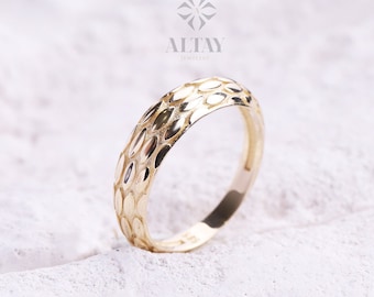 14K Gold Croissant Ring, Dainty Snake Croissant Ring, Minimalist Dome Ring, Serpent Jewelery, Dome Band Ring, Gold Wedding Band Women