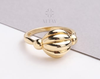 14K Gold Dome Ring, Croissant Dome Ring, Large Bubble Ring, Bold Ribbed Ring, Dainty Twist Dome Ring, Delicate Dome Ring, Statement Ring