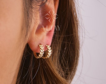 Hoop leaf earrings store