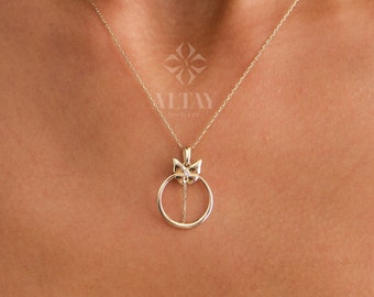 14K Gold Butterfly Necklace, Butterfly Circle Choker, Open Circle CZ Diamond Butterfly Pendant, Butterfly Charm Necklace, Eternity Jewelry