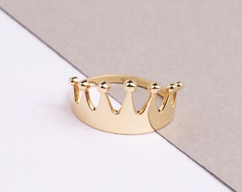 14K Gold Crown Ring, Dainty Gold Princess Crown Ring, Gold Princess Ring, Gold Tiara Ring, Gold Queen Ring, Birthday Gift for Her