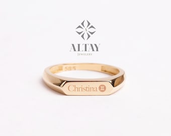 14K Gold Name Ring, Personalized Name Ring, Stacking Name Ring, Initial Gold Ring, Custom Name Ring, Letter Ring, Bridesmaid Gift For Her
