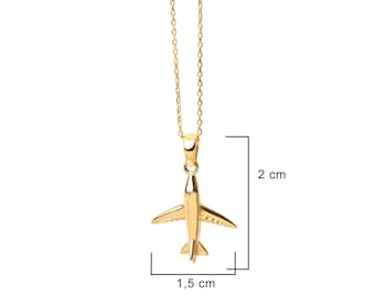 14K Gold Airplane Necklace, Plane Choker, Travel Necklace, Pilots Flight Attendant Gifts, Airplane Charm, Aviation Graduation Gifts for Her