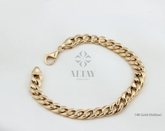 14K Gold 8MM Cuban Link Bracelet, Layering Chain, Chunky Retro Chain, Bold Link, Gift For Her, Stacking Bracelet, Unisex Bracelet
