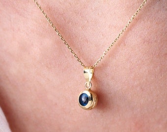 14K Evil Eye Necklace, Evil Eye Charm Pendant, Mother's Day Gift, Hamsa Necklace, Nazar Necklace, Beaded Charm Necklace, Gift For Her
