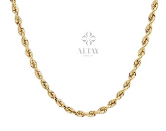 14K Gelb Gold Seil Kette, Halskette Mit Hummer 1,3mm 1,5mm 1,8mm 2,5mm 3mm Breite, 7'' 8'' 16" 18" 20" 24" 30" Länge Made In Italy