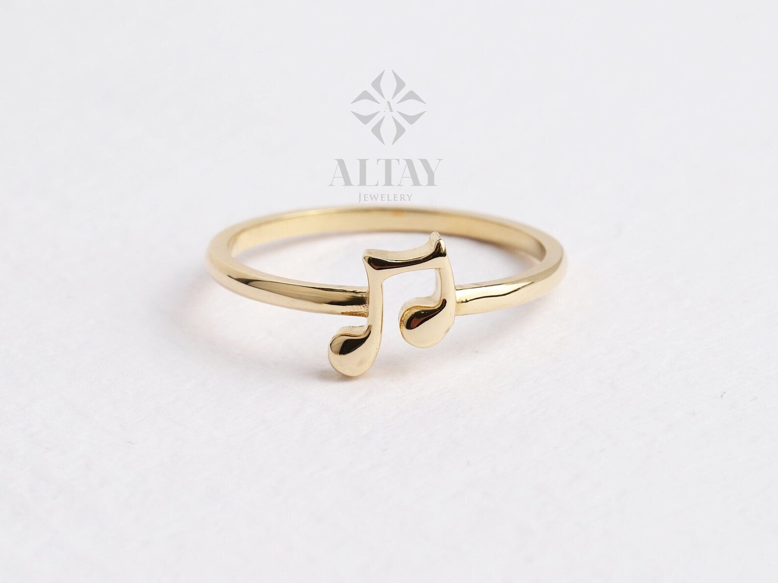 Musical Note Ring Pattern 14K Gold Music Note Ring, Musicians Gold Ring, Musical Note Band Ring ...