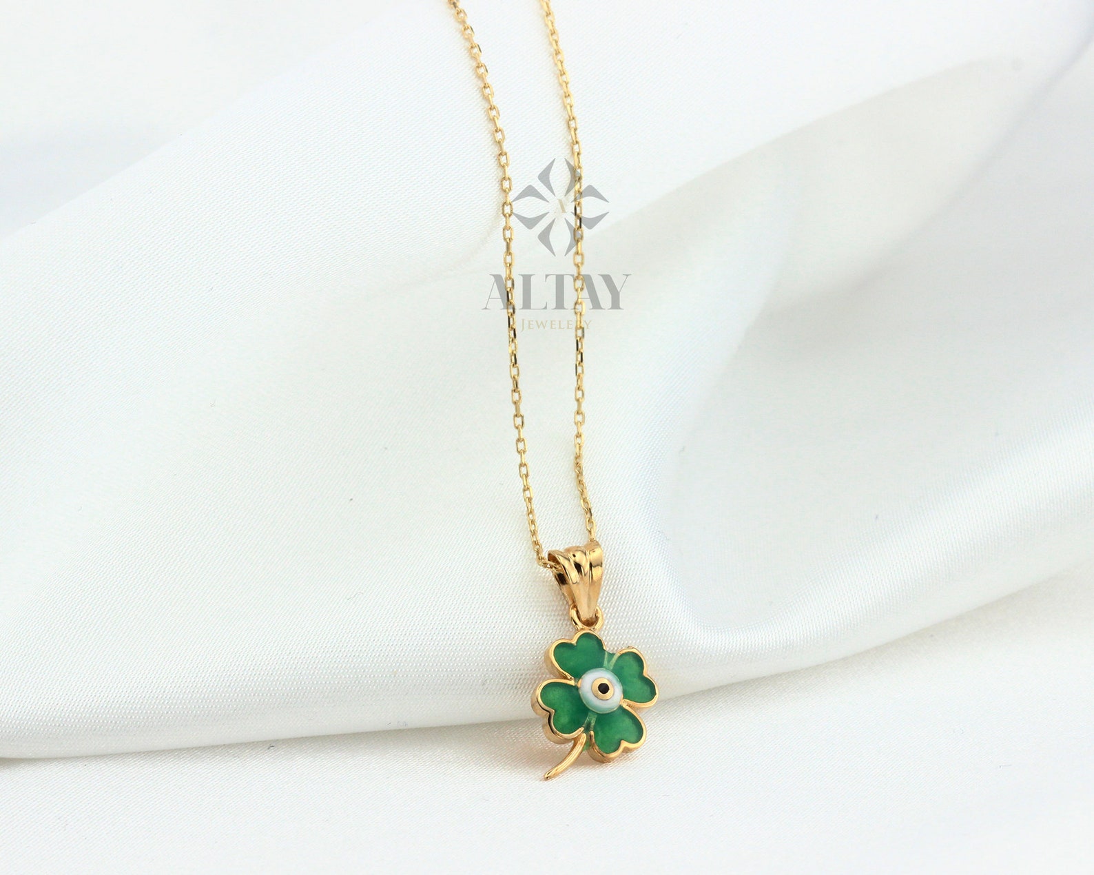 Green Four Leaf Clover Pendant
