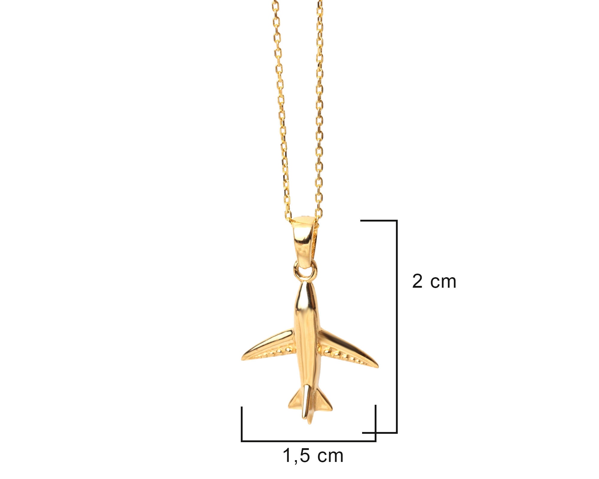 14K Gold Airplane Necklace | Travel Jewelry | Mazi + Zo 16-inch Chain