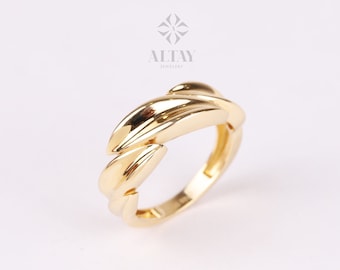 14K Gold Leaf Ring, Floral Wedding Band Ring, Dainty Olive Branch Ring, Tree Ring, Nature Design Matching Ring, Wreath Band Infinity Ring