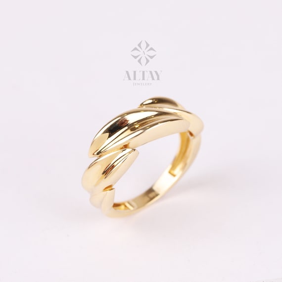 14K Gold Leaf Ring, Floral Wedding Band Ring, Dainty Olive Branch Ring, Tree Ring, Nature Design Matching Ring, Wreath Band Infinity Ring