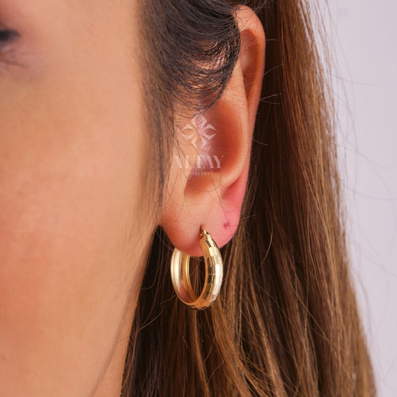 14K Gold Cuff Dome Huggie Earrings, Disco Ball Pattern Hoops, Curved Dome Hoop Earrings, Unisex Adult, Earlobe, Upper Lobe Rings