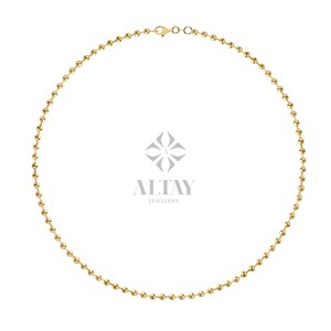 14K ソリッド ゴールド、ビーズ チェーン アンクレット、ボール