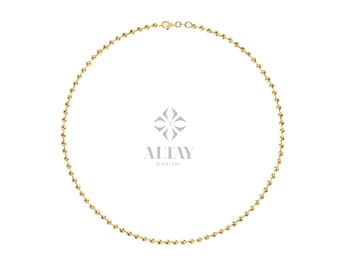 14K Gold Beaded Chain Anklet, Italian Ball Bead Anklet, 1.5MM Layering Link Anklet Bracelet, Delicate Dainty Gold Beads, Gift For Her Him