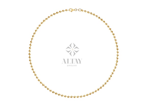 14K Gold Beaded Chain Anklet, Italian Ball Bead Anklet, 1.5MM Layering Link Anklet Bracelet, Delicate Dainty Gold Beads, Gift For Her Him