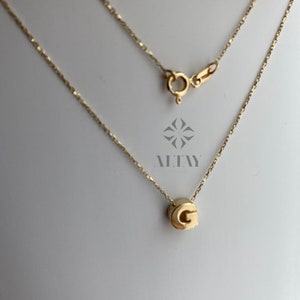 14K Solid Gold Initial Necklace, Letter Pendant Choker, Minimal Letter Charm, Name Necklace, Dainty Personalized Pendant, Gift For her zdjęcie 7