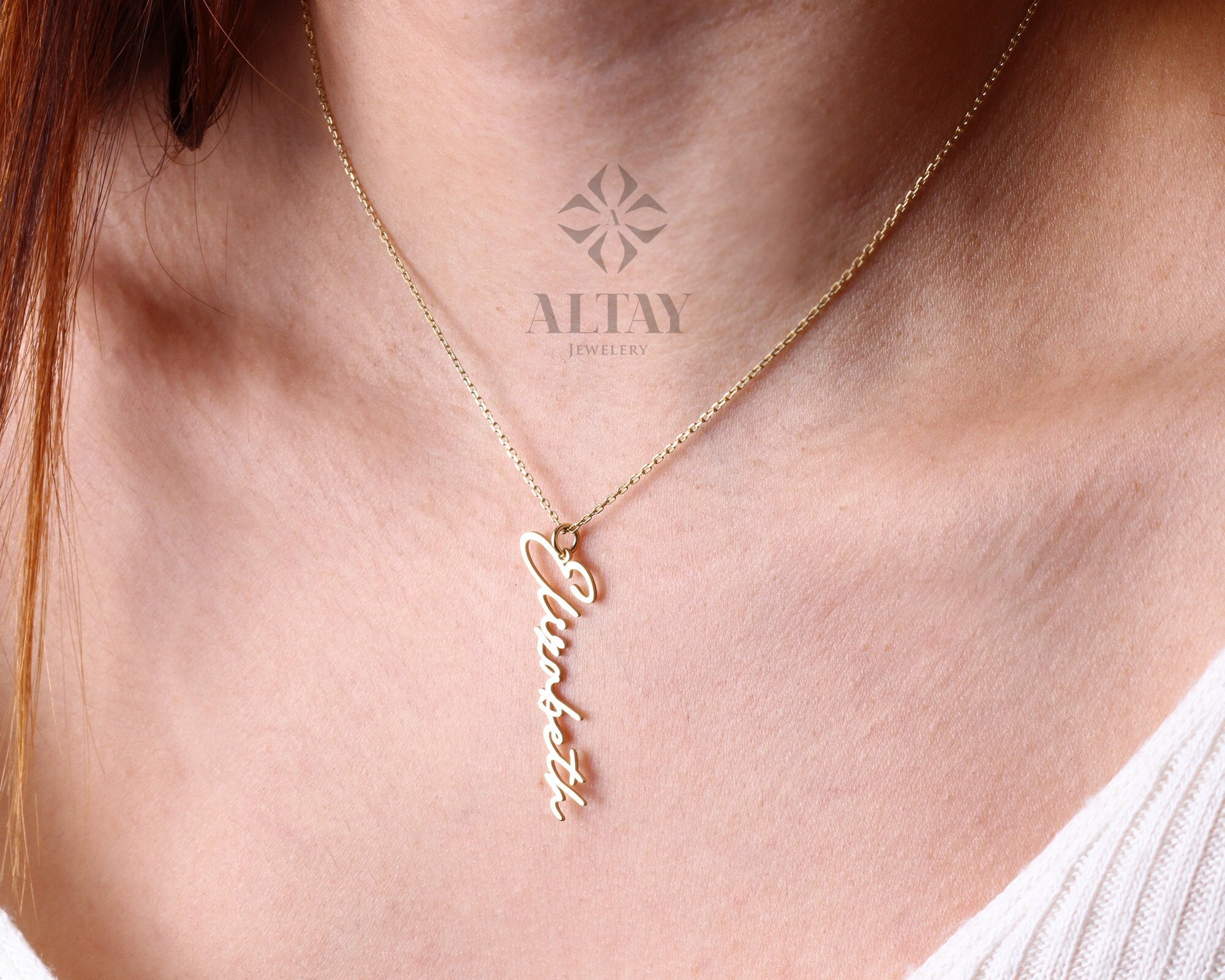 Vertical name necklace best sale gold