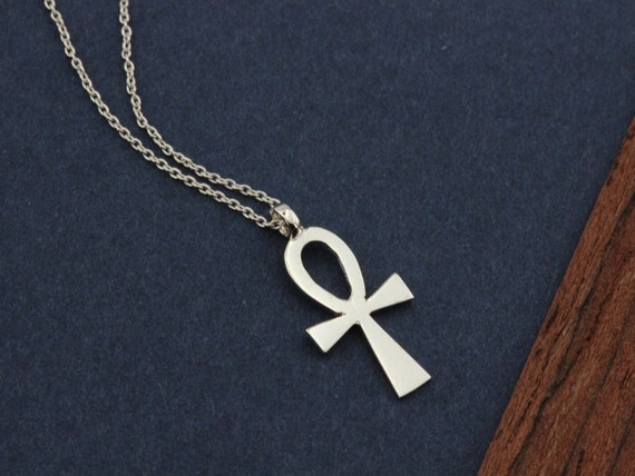 14K Gold  Ankh Necklace, Symbol Of Eternity Life, Cross Religious Sign, Real Minimal Ankh Pendant, Gift For Her Him, Dainty Everyday Jewelry
