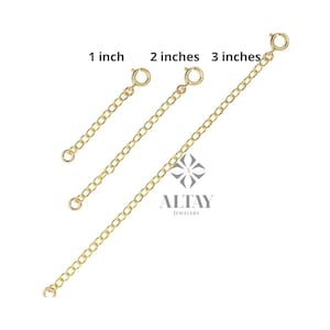 14K Gold Extender Chain, Necklace Bracelet 1&quot; to 3&quot; Extender, Adjustable Gold Extender Link, Spring Ring Clasp, Jewelry Chain Extender