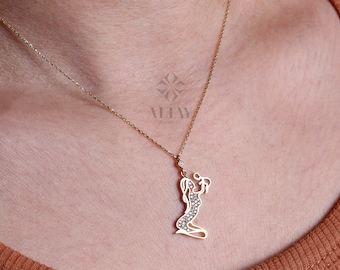 14K Gold Mother and Child Necklace, Family Pendant, Mother and Baby Charm, Mothers Day Gift, New Mom Gift, Valentines Day, Gift for Her